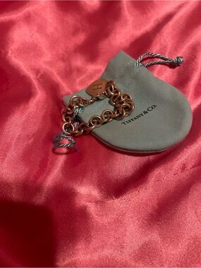 Tiffany & Co. Silver Heart Charm Bracelet with Initial H’ for Husband